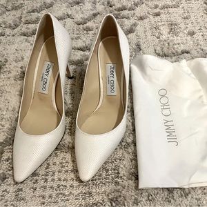 JIMMY CHOO 2019 ROMY white weave pumps SIZE 38 $200 EXCELLENT USED CONDITION